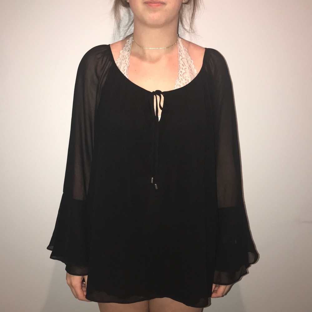 Sheer Black Tie Top